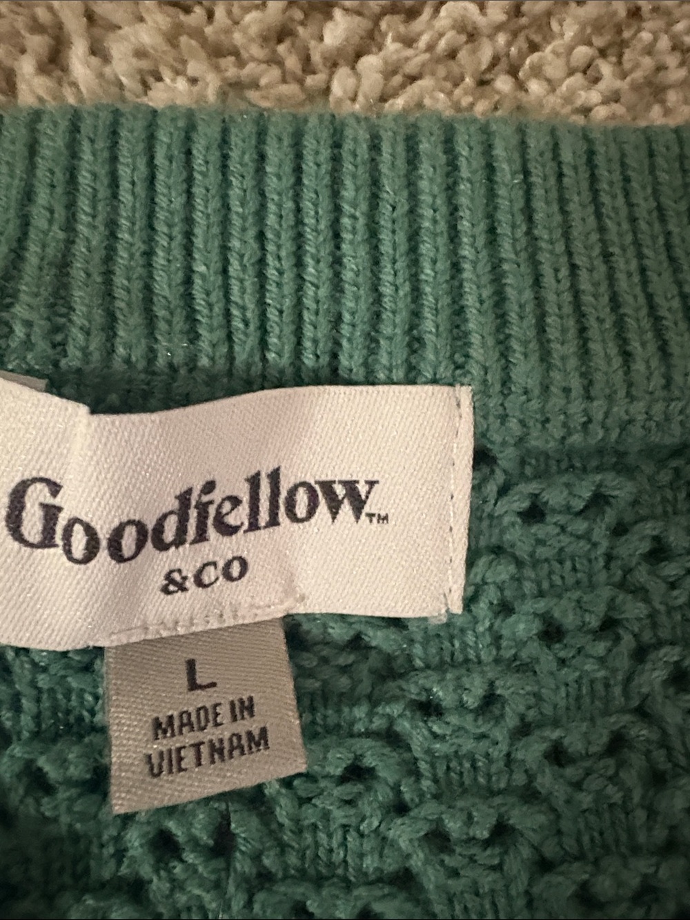 Goodfellow & Co Men's Teal Open-Knit Crewneck Sweater - Picture 2 of 7